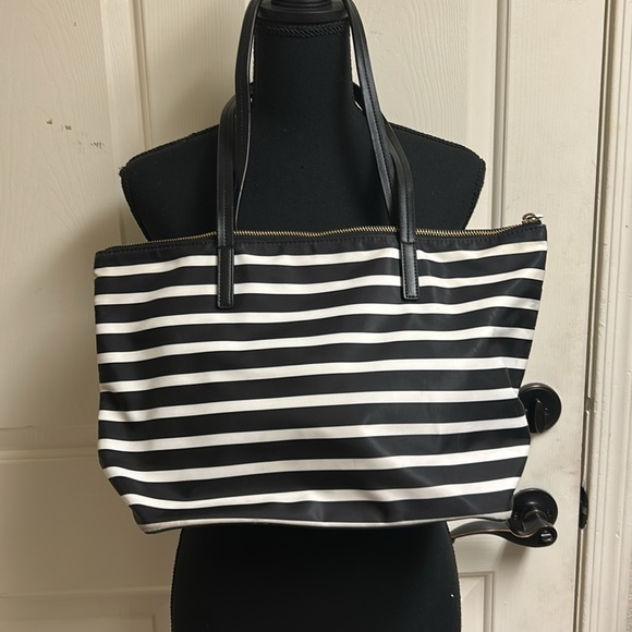 Kate Spade Hayden Sailing Stripe Top Zip Tote, 9"h x 11.5"w x 5"d, Nylon, EUC - Picture 7 of 10